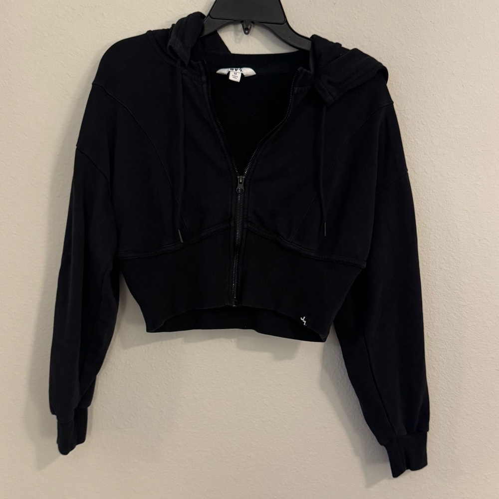 JoyLab Black Cropped Zip Up Sweatshirt